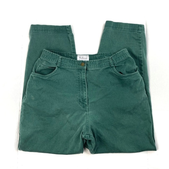 Vintage Denim - Vintage Dark Green High Waisted Tapered Leg Jean Trouser